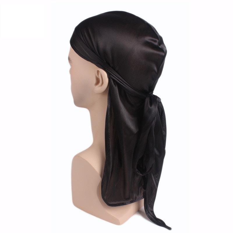 Breathable Unisex Satin Bandana Hat Silky Durag Do Doo Du Rag Long Tail Headwrap