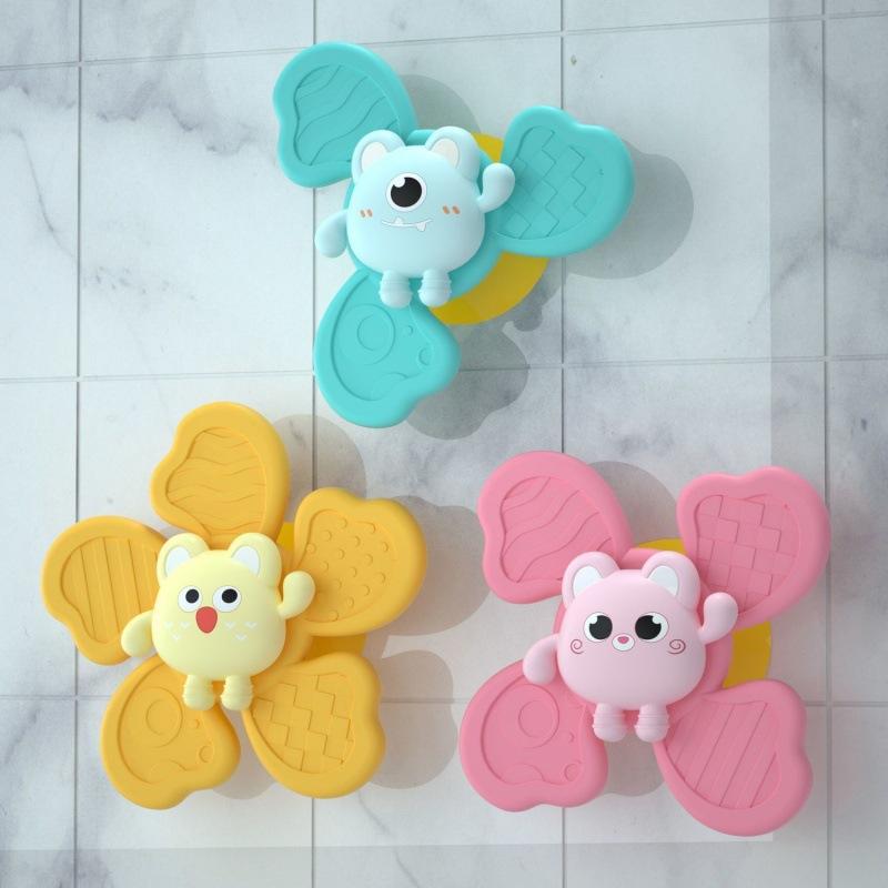 3PCS Suction Cup Spinner Toy Baby Bath Funny Game Educational Toys For Children Girls Boys Infant Sensory Stress Reliever Gifts