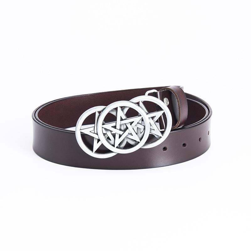 Men's Trendy Five-Star Leather Belt - European & American Celtic Classic Design