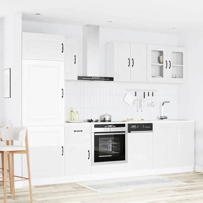 VidaXL Ensemble de 8 meubles de cuisine "Kalmar" en bois d'ingénierie blanc brillant 3314793