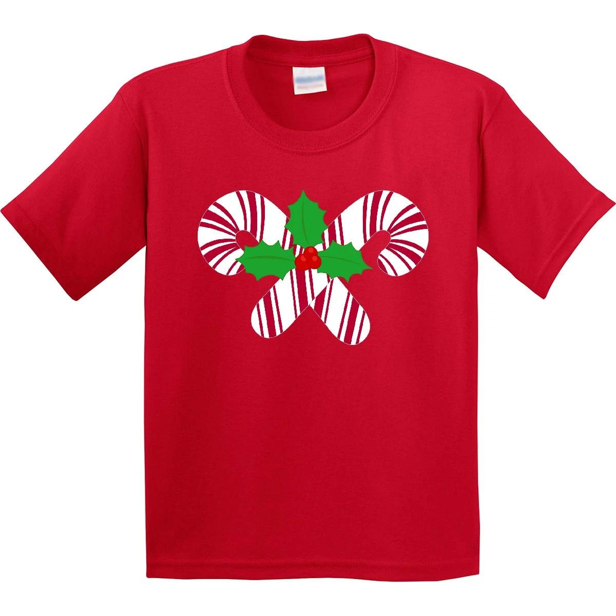 Inktastic Candy Canes And Holly Christmas Youth kids boys T-Shirt Holiday Cute Clothing 160