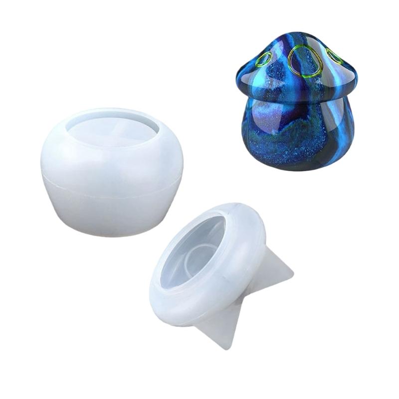 

Round Mushroom Jar Casting Silicone Mold with Lid DIY Jewelry Storage Box Making Supplies For Home Office Accessories