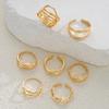 7Pcs/Set Irregular Geometric Metal Rings for Men Women Temperament Simplicity Gold Color Opening Rings Party Jewelry Accessories