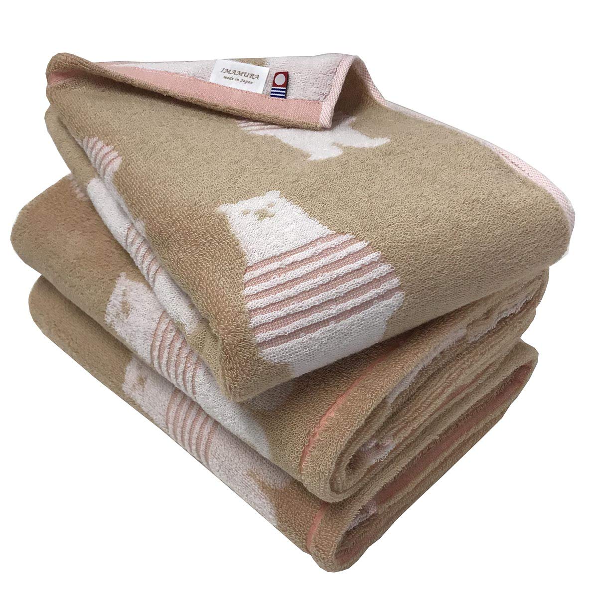 

Imabari Bath Towels 3 Border Bear Brown Towels, 3-Pack [Brand Certified] 60x120cm, Brown, Towels, Pattern, Cute, Fluffy, Absorbent, Quick-Drying (3