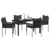 VidaXL Ensemble de salle à manger de jardin 5 pièces avec coussins noirs en poly rattan 3379102