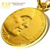 American 18K Gold Coated Coin Necklace Chain Pendant Chain Gold Antique 5-cent (50)
