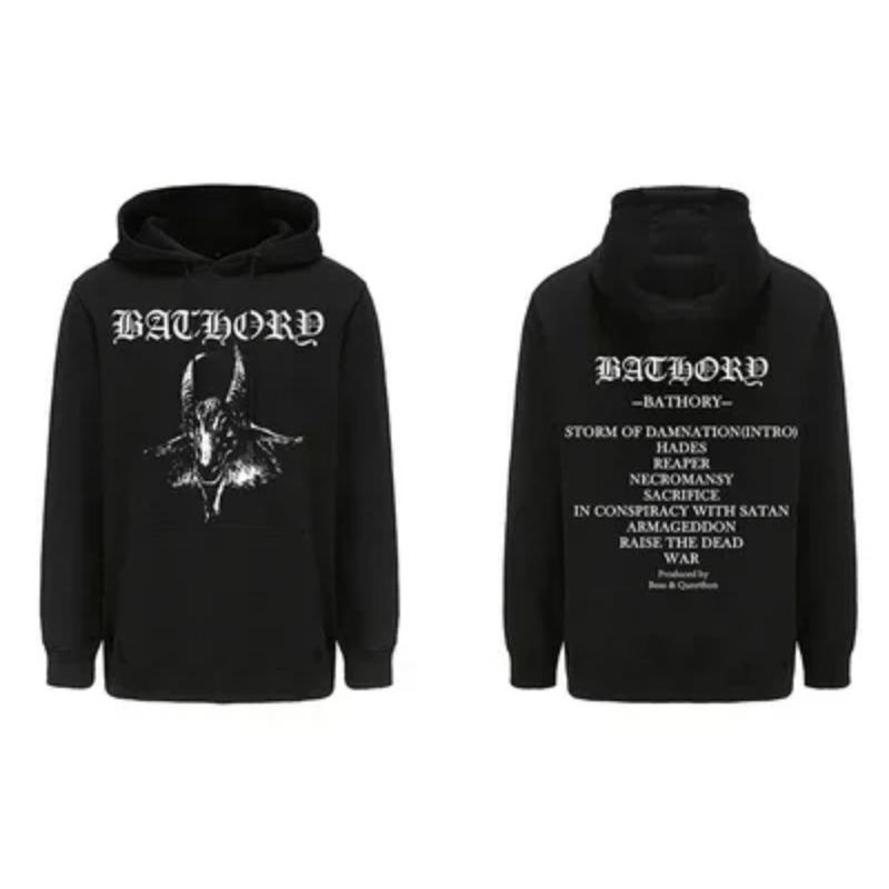 Mens Black Heavy Metal Band Bathory Hoody Y2k Vintage Hip Hop Streetwear Hoodie Zip-up Casual men women Hoodies Coats