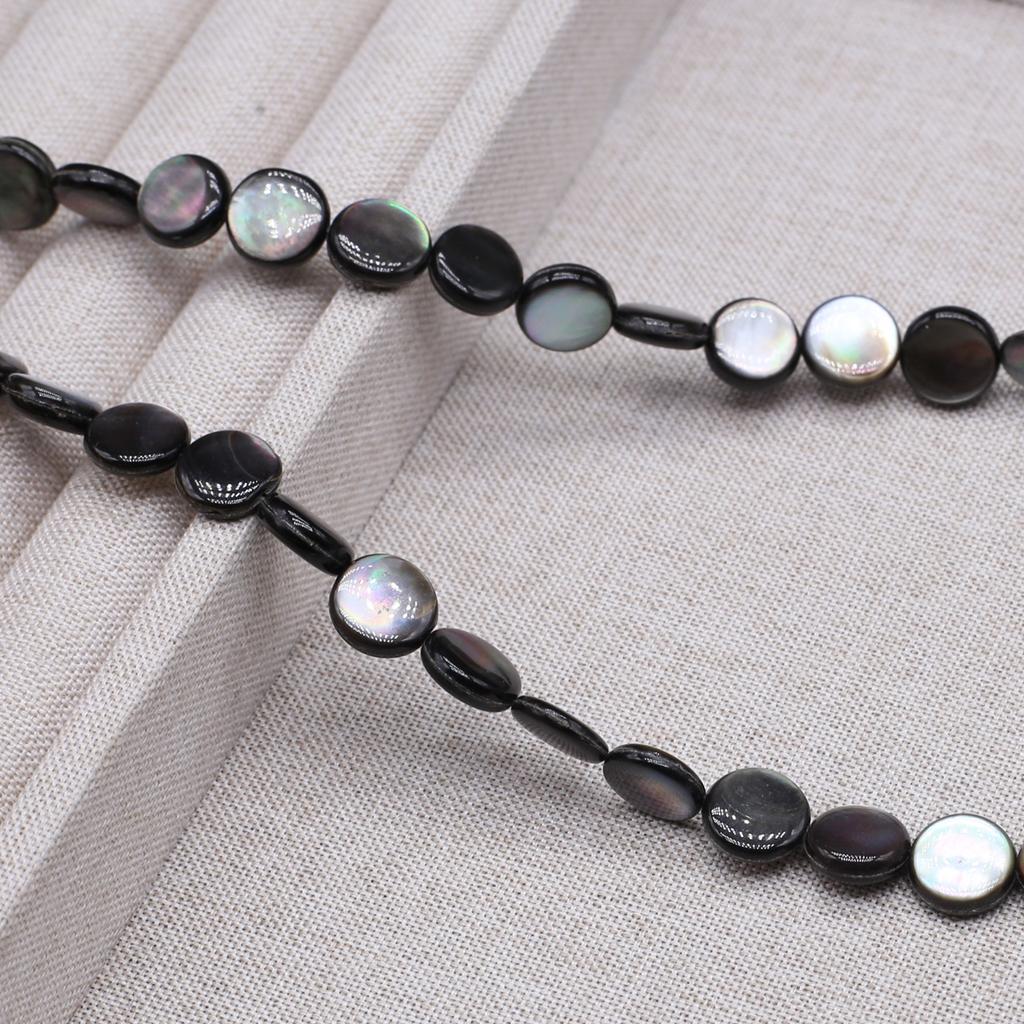 1 Strang, Schwarze Naturmuschelperlen, Dunkler Stil Handgefertigte Runde Lose Distanzperlen, 10×10mm, zur Schmuckherstellung DIY Halsketten, Armbänder Zubehör 38cm