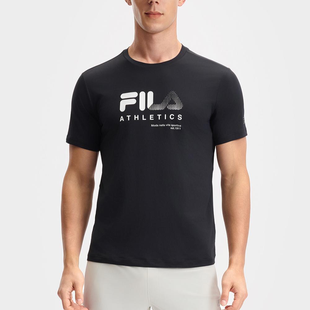 FILA Fitness Series Comfortable Casual Fashion Versatile Short Sleeve Breathable T-Shirt Men Tops Deep-Black A11M521107F-BK