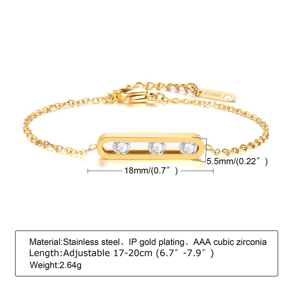 Stainless Steel Gold Green Zircon Stacked Bracelet Women, Titanium Steel Accessories Personalized Fashion Jewelry