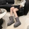 BCEBYL Autumn and Winter Fashion New Solid Color Warm Round Toe Plus Velvet Comfortable Thick-soled Women's Short Boots