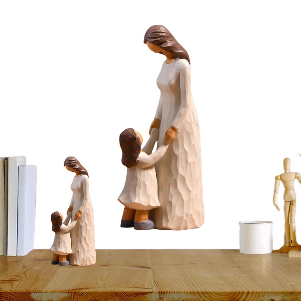 Kunstharzhandwerk Ornament für Tisch Mutter und Sohn Figur Statue Elegantes Tischornament Familienständer Skulptur Kreatives Handwerk Heimdeko