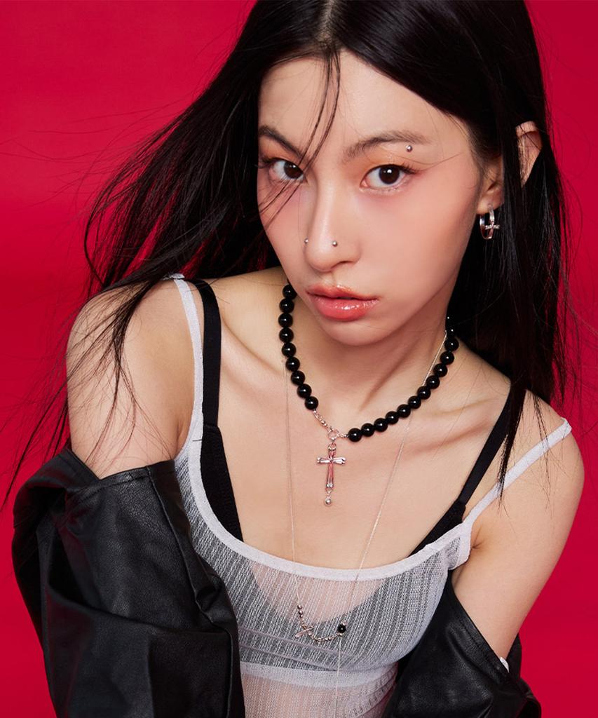 Nimbus Shine Cross Onyx Necklace