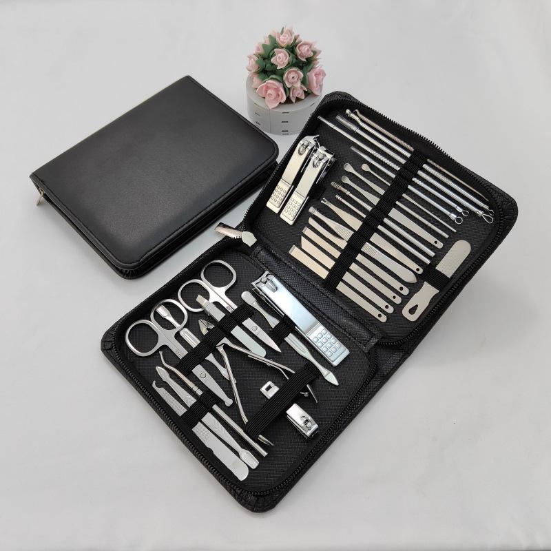 30-Piece Stainless Steel Manicure & Pedicure Set with Nail Clippers, Eyebrow Tweezers, and Blackhead Tools