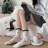 Socks Casual Lazy And Versatile Lace Mid-Tube Socks Tie Bows Polka Dot Layered With Piles Of Cotton Socks