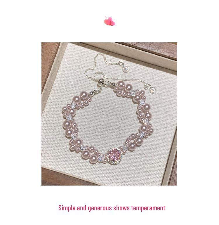 Zircon Pearl Double-Layer Pull-Out Bracelet - Light Luxury Retro Chinese Style Exquisite Jewelry.