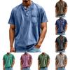 Heren Casual Henley Shirt met Korte Mouwen Lichtgewicht Ademend Knopen Voorkant Zakje T-shirt Top