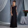 Women's Lace Sheer 3/4 Sleeve Evening Dress Elegant Maxi Gown Formal Party Dress