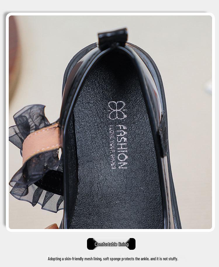 Girls' Pearl Lace Leather Mary Janes - Non-slip Soft Sole Princess Shoes for Spring/Autumn