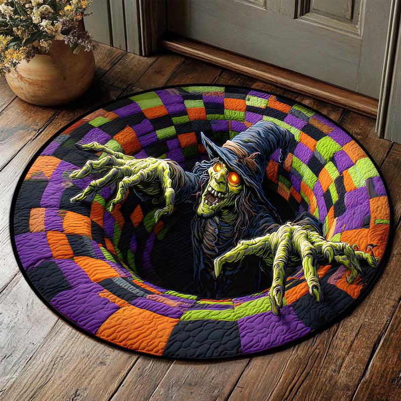 Halloween Black Cat 3D Printed Rug Halloween Black Cat Welcome Mat Black Cat Indoor Rug Decor Halloween Fall Home Decor