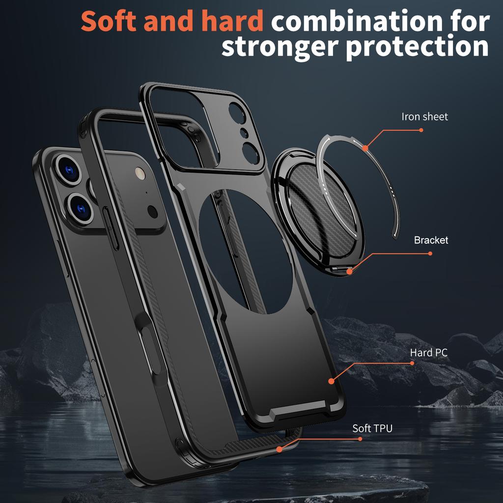 For Iphone17 Dust Resistant Hard Case for Iphone 17 Pro Max 17 Air Iphone17 Iphone16 16 Plus 16e Stand Holder Finger Ring Cases