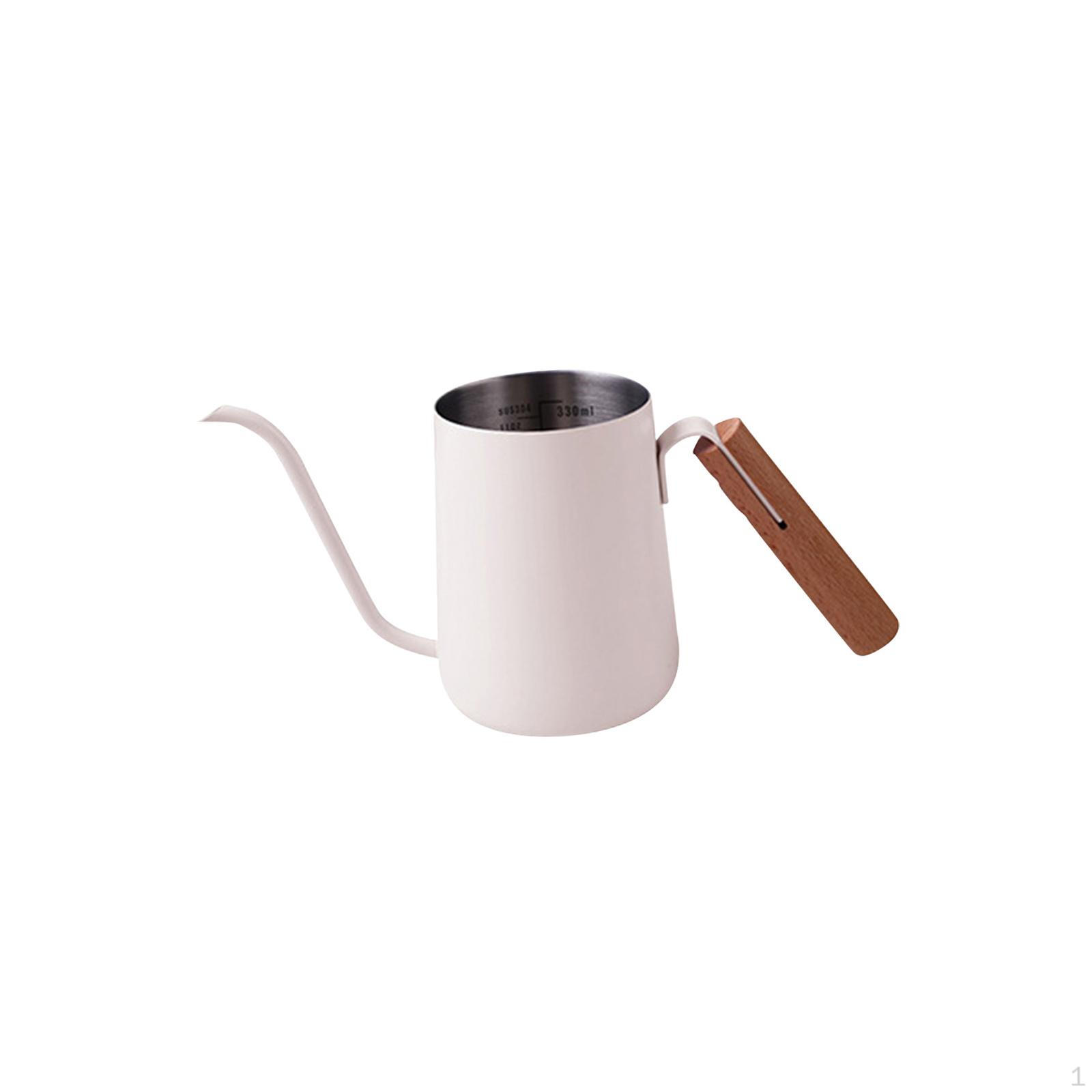 

Coffee Kettle with Wooden Handle And Stainless Steel, Hand Brewed Teapot for Cafe, Home, білий
