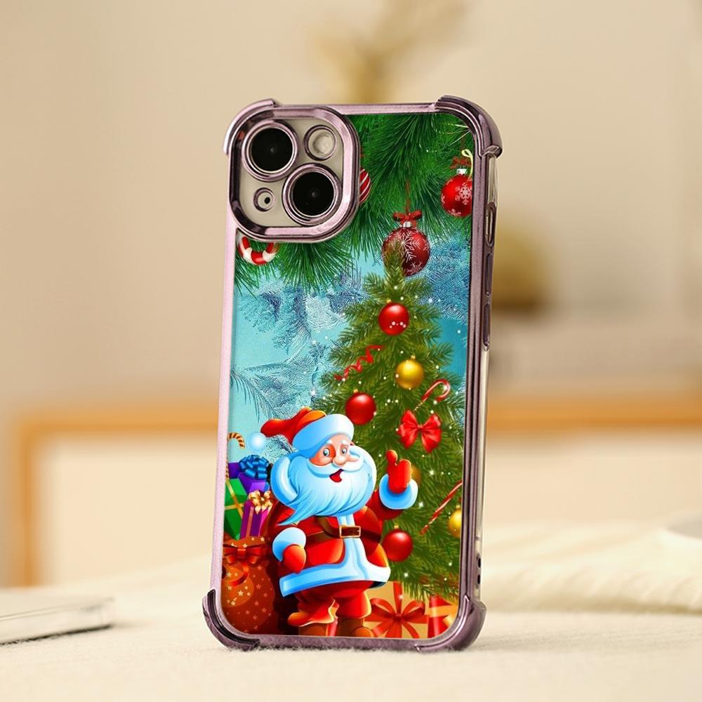 Ae116 Merry Christmas Happy New Year art Electroplated TPU Phone Cases for iPhone 16 15 13 11 Pro Max 14 Infinix Smart 8 Four Corner Protection Cover
