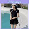 Summer Pool Dress With Collared Splicing Pattern For Beach Vacation And Yoga Practice