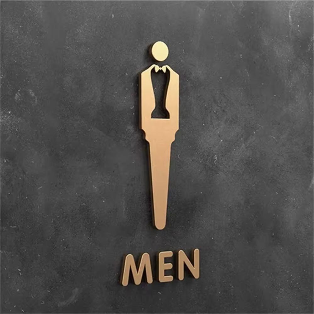 Acrylic 3D Arrow Toilet Sign Plate Wall Decor Elegant Bathroom Label for Home Washroom Door