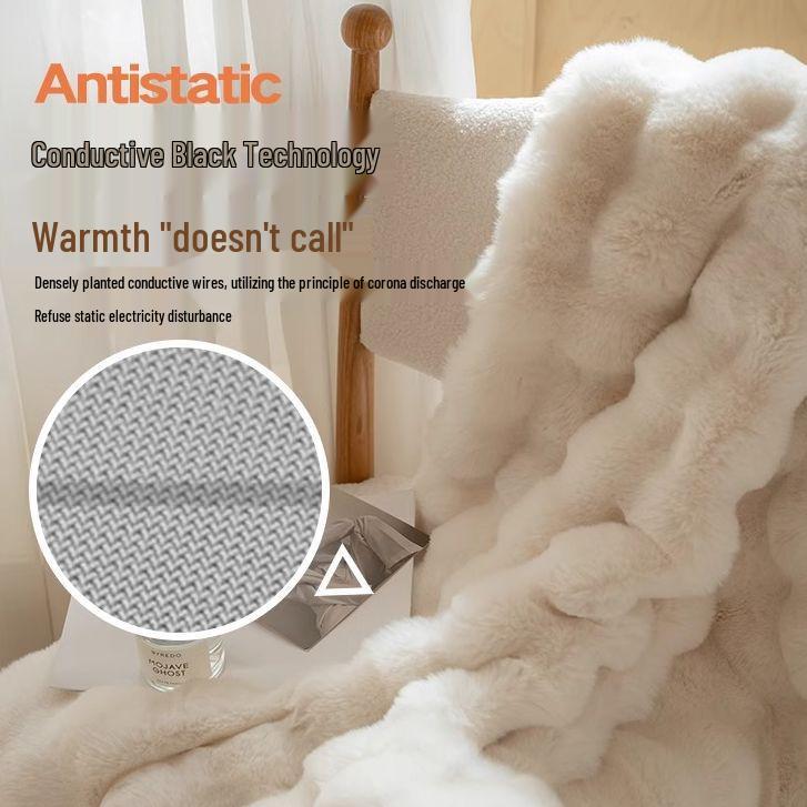 Verdickte Flanell-Winterdecke: Kaninchenhaar, Korallenfleece-Schal für Büronap, Klimaanlage und Sofanutzung