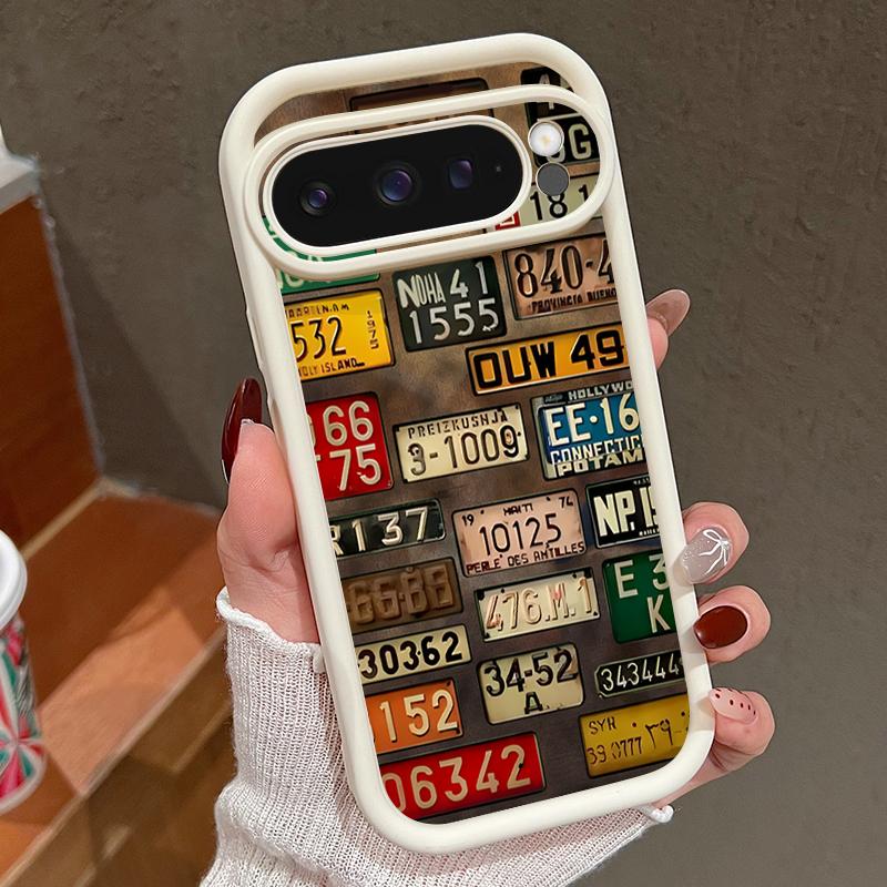 Retro License Plate TPU Case For Google Pixel 10 8 7 Pro Pixel 10 9 Pro XL Shockproof Silicone Cover For Google Pixel 9A 7A 8A