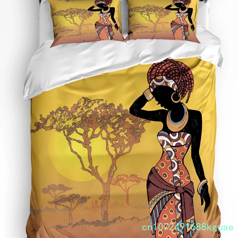 Africa Silhouette Elephant Giraffe Duvet Cover 3pcs Bedding Set Home Textile Quilt Cover Pillowcases Room Bedding Set No Sheet