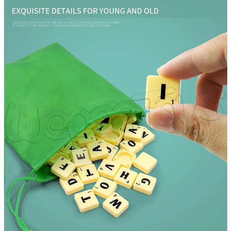 2-4 Players English Spelling Puzzle Game Educational Travel Alphabet Scrabble Fun Learning Toy Perfect for Family Game Night