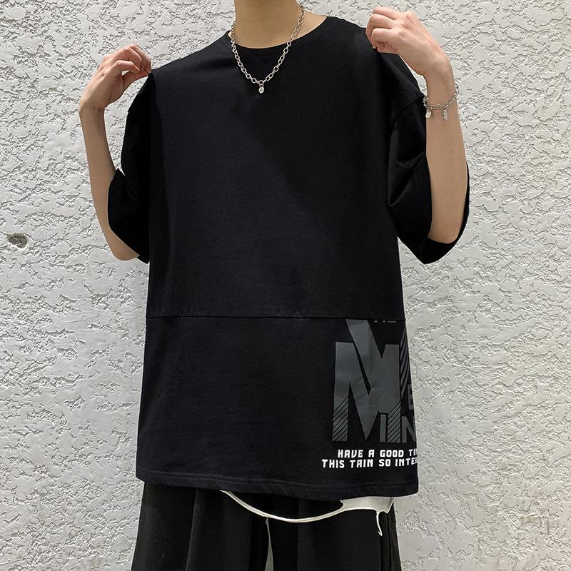 

Мужская футболка с коротким рукавом, универсальная летняя свободная мужская повседневная футболка, укороченные рубашки с коротким рукавом XXXL