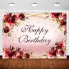 Fond Joyeux Anniversaire Fleur Bordeaux 7x5ft Vinyle Soie Épaissi - Fête