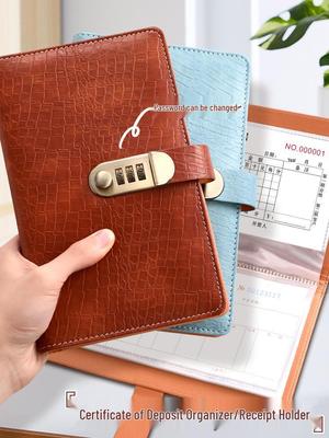 Crocodile Grain Deposit Slip Storage Book with Password Lock - Waterproof, Multifunctional, 2025 Edition