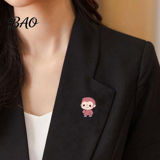 Cartoon Monkey Badge Brooch Pin, Enamel Design Lapel Bright Color Outfit with Wear-resistant Standard Safety Lightweight Accessory for Clothes