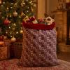 Red Velvet Cuff Santa Sack Drawstring Closure Xmas Gift Bag Christmas Gift Bag  Christmas