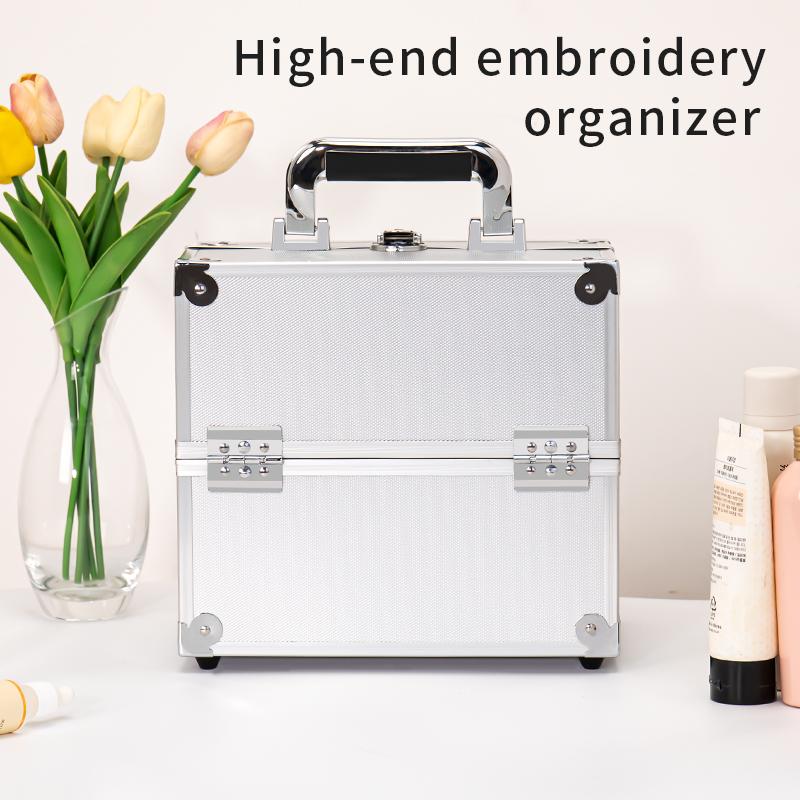 Aluminum Alloy Makeup Train Case Jewelry Box Organizer, Large Capacity, With Handle and Adjustable separator