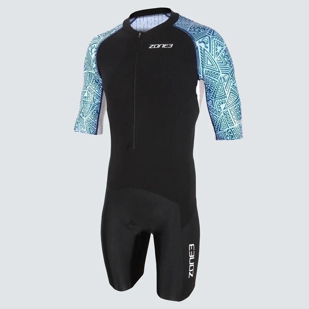 Zone3 Nový styl Pánský triatlonový oblek Závodní oblek na triatlon Aerodynamický overal Ropa Ciclismo Hombre Cyklistický skinsuit Plavecké a běžecké oblečení