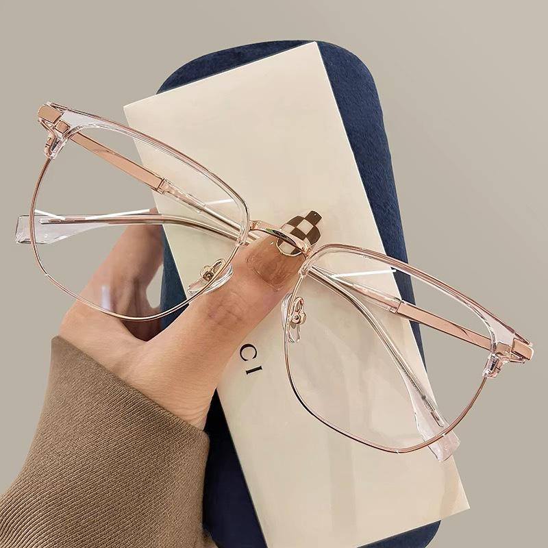 Retro Half-frame Flat Glasses Frame Big Face Men's Big Frame Slim Eyebrow Line Eye Lens Frame Optical Glasses 8958