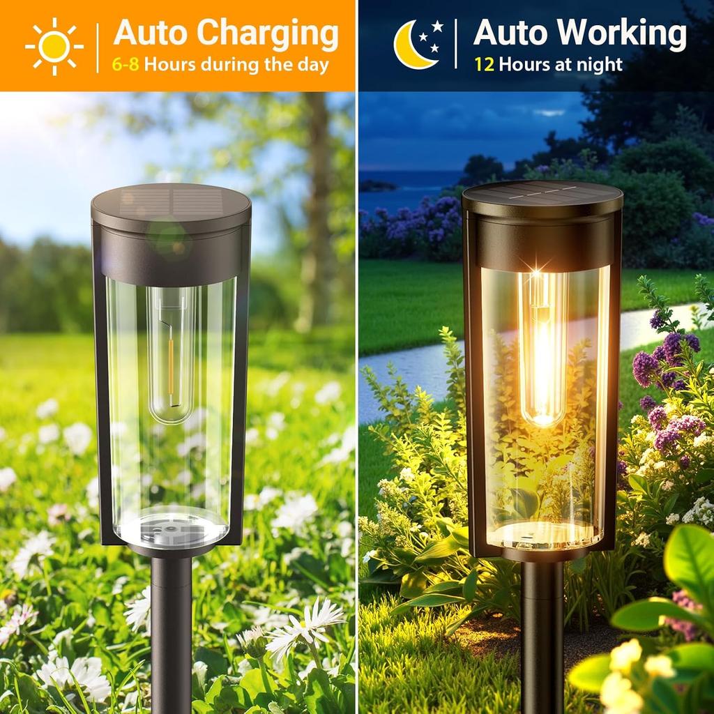 Outdoor Solar Pathway Light 2/4Pack Solar Garden Lights Waterproof Auto On/Off Landscape Lighting for Patio Lawn Pathway Walkway