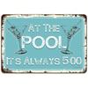 Metal Wall Art Retro Poolside Decor Vintage Cocktail Party Plaque Home Bar Art Swimming Pool Wall Sign Leisure Man Cave Gift