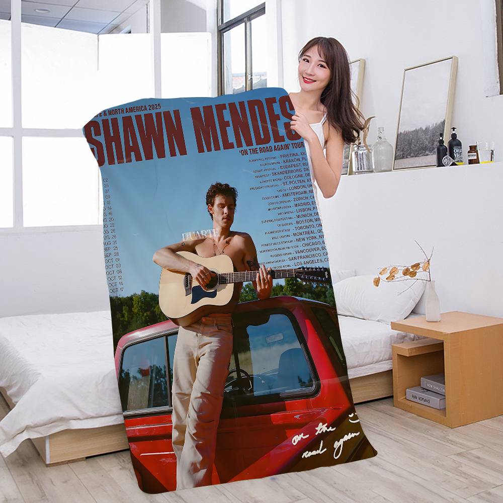 

S-Shawn Mendes Popular Singer Microfiber Blanket Quick Drying Beach Towels Oversized Printing Super Absorbent Pool Towel W40*H60(CM)