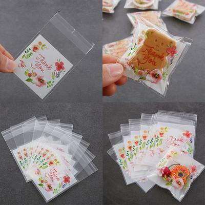 Party Flower Biscuit Thank You Baking Cookie Bags Packaging Bag Candy Pockets Wrapping Supplies
