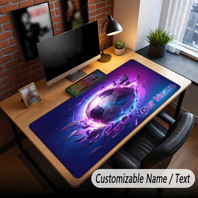 Soccer Theme Custom Mouse Pad Personalized With Name Text Customized Desk Mat For Office Home Decor