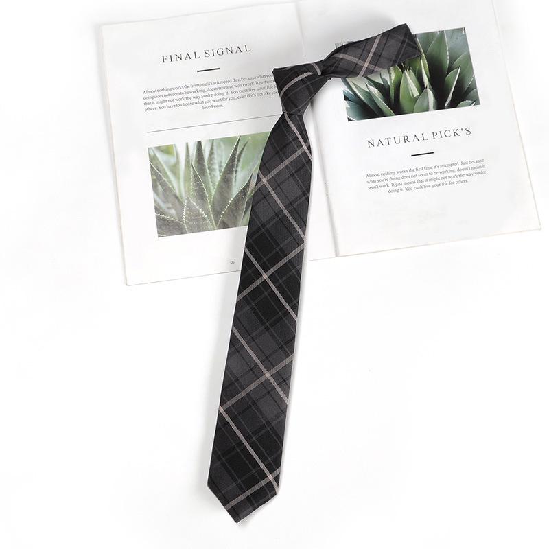 Lemon Sea Salt Plaid School Uniform Tie - Handmade Japanese Academy Style for Men & Women