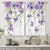 Purple Floral Butterfly Kitchen Curtains Rustic Flower Small Short Cafe Window Curtains Farmhouse  Botanical Window Drape