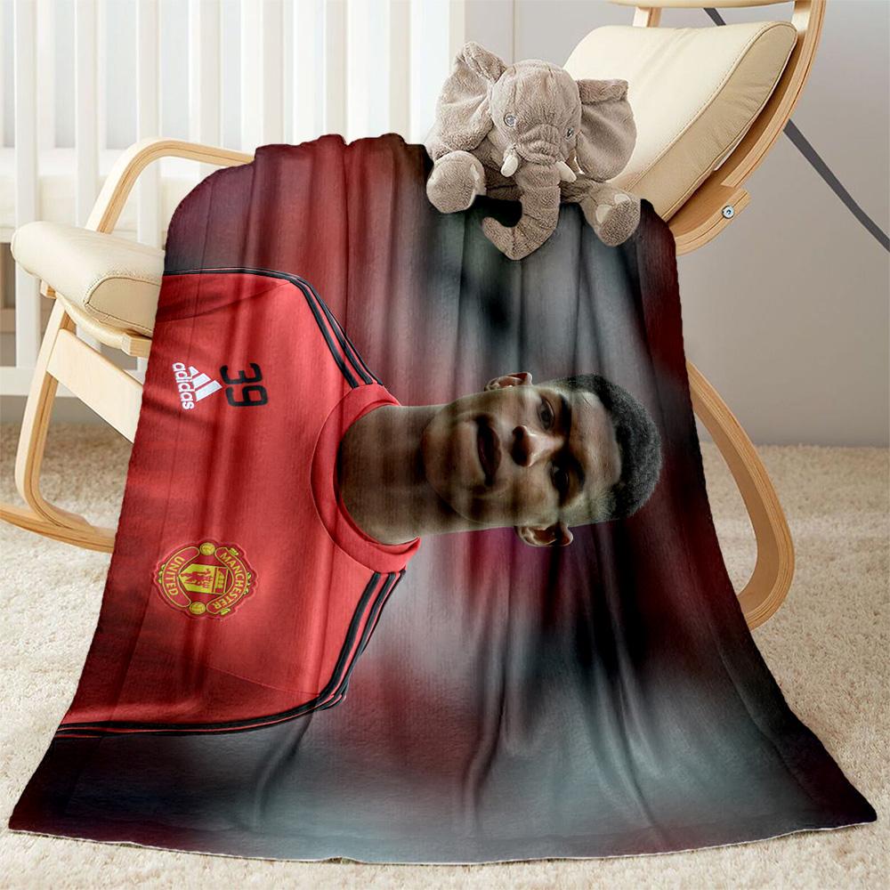 Manchester United's Rashford Applauds Fans Blanket Soft & Cozy Suitable for Bedding Couch Livingroom Four Seasons Multipurpose Modern Style