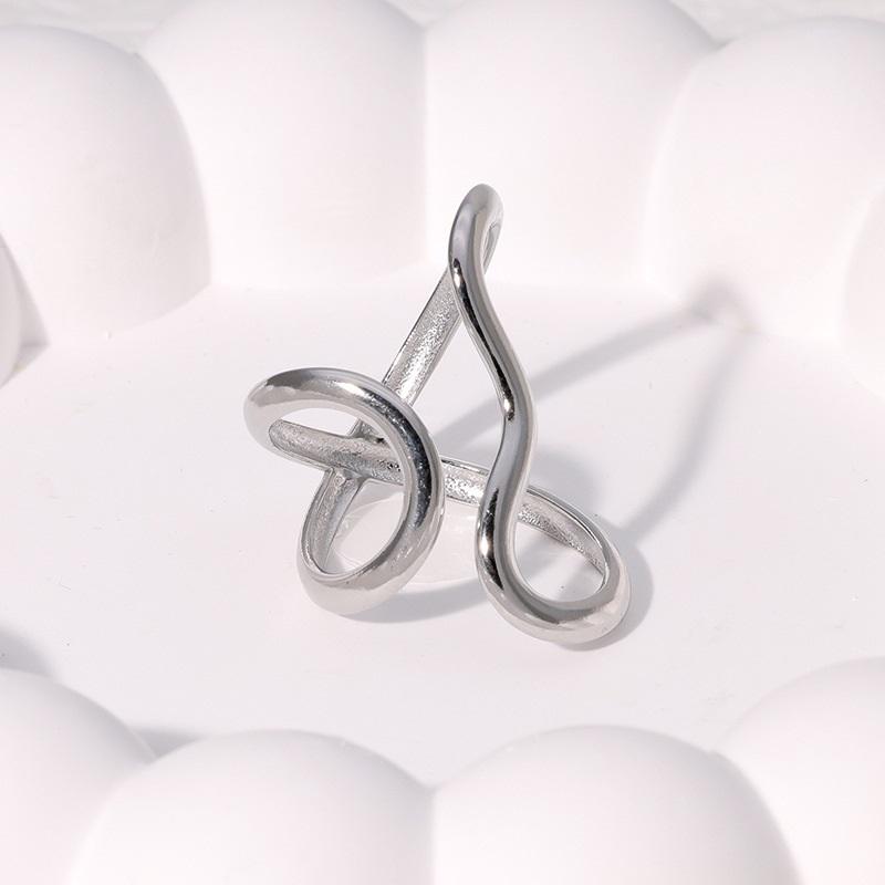 Stainless Steel Metal Hollow Square Open Rings For Women Vintage Gold Color Geometric Waterproof Chunky Ring Jewelry